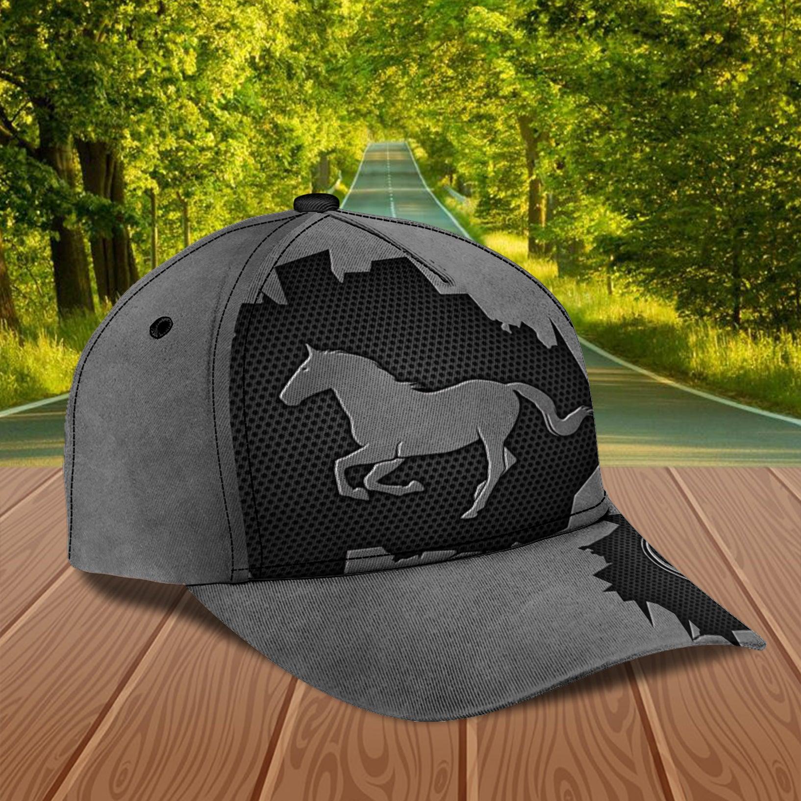 Horse Black Crack Personalized Cap, Personalized Gift for Horse Lovers Trucker Hats Custom Hats Gifts For Men & Women