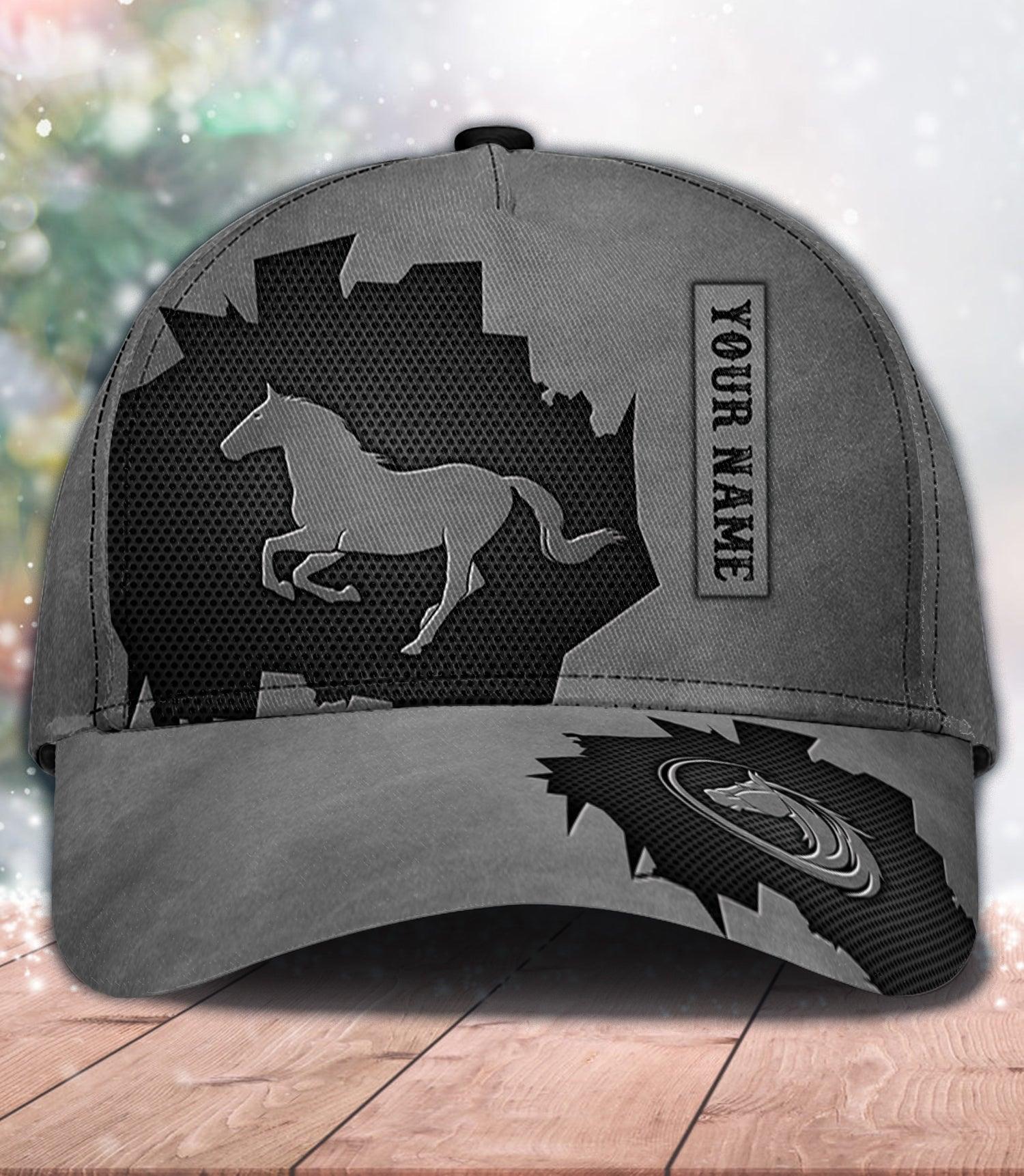 Horse Black Crack Personalized Cap, Personalized Gift for Horse Lovers Trucker Hats Custom Hats Gifts For Men & Women