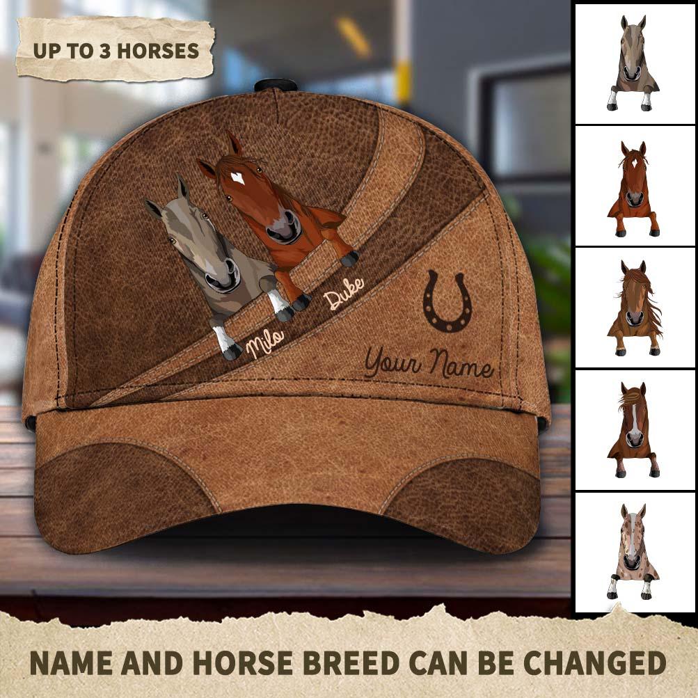 Horse Brown Curves Personalized Classic Cap, Personalized Gift for Horse Lovers Trucker Hats Custom Hats Gifts For Men & Women