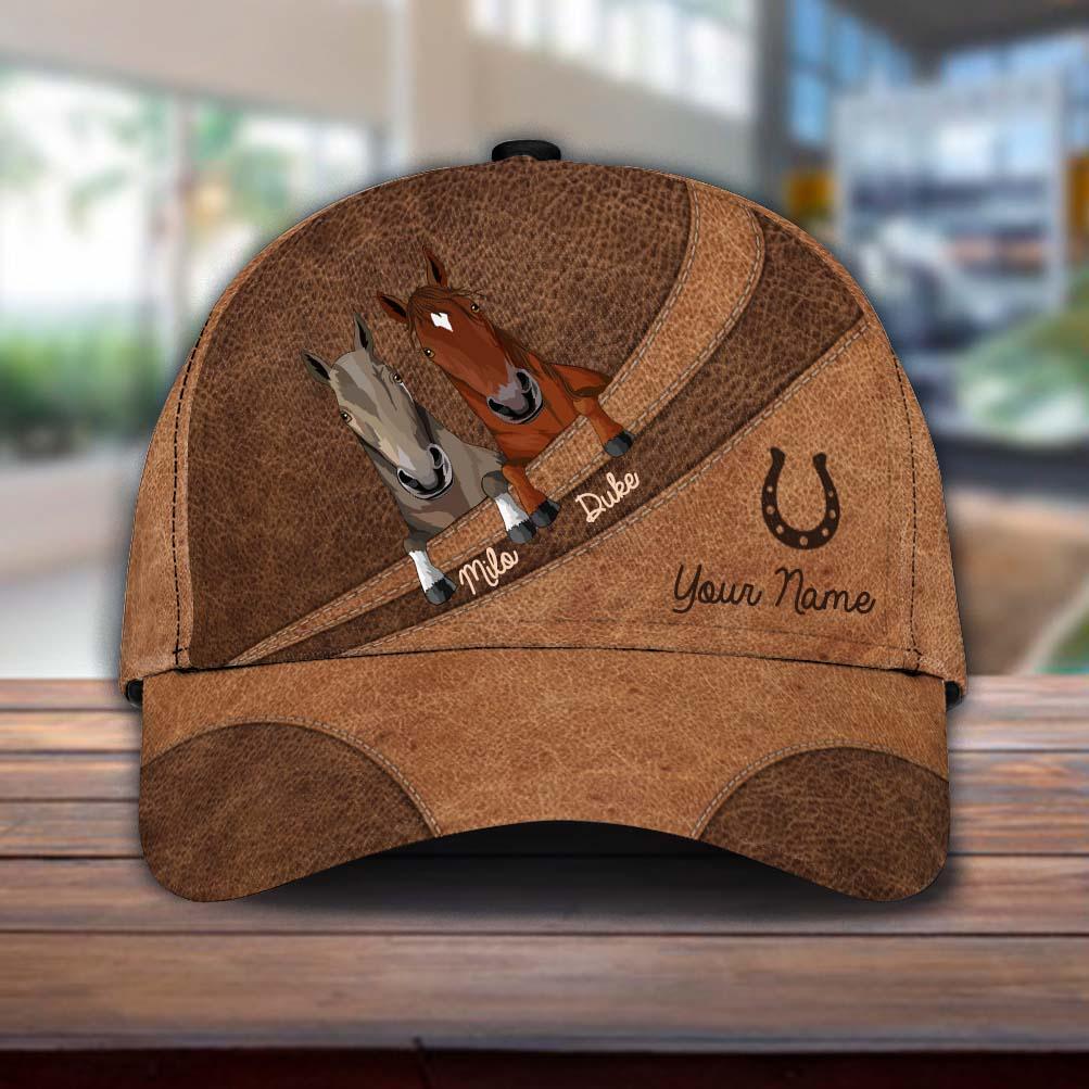 Horse Brown Curves Personalized Classic Cap, Personalized Gift for Horse Lovers Trucker Hats Custom Hats Gifts For Men & Women