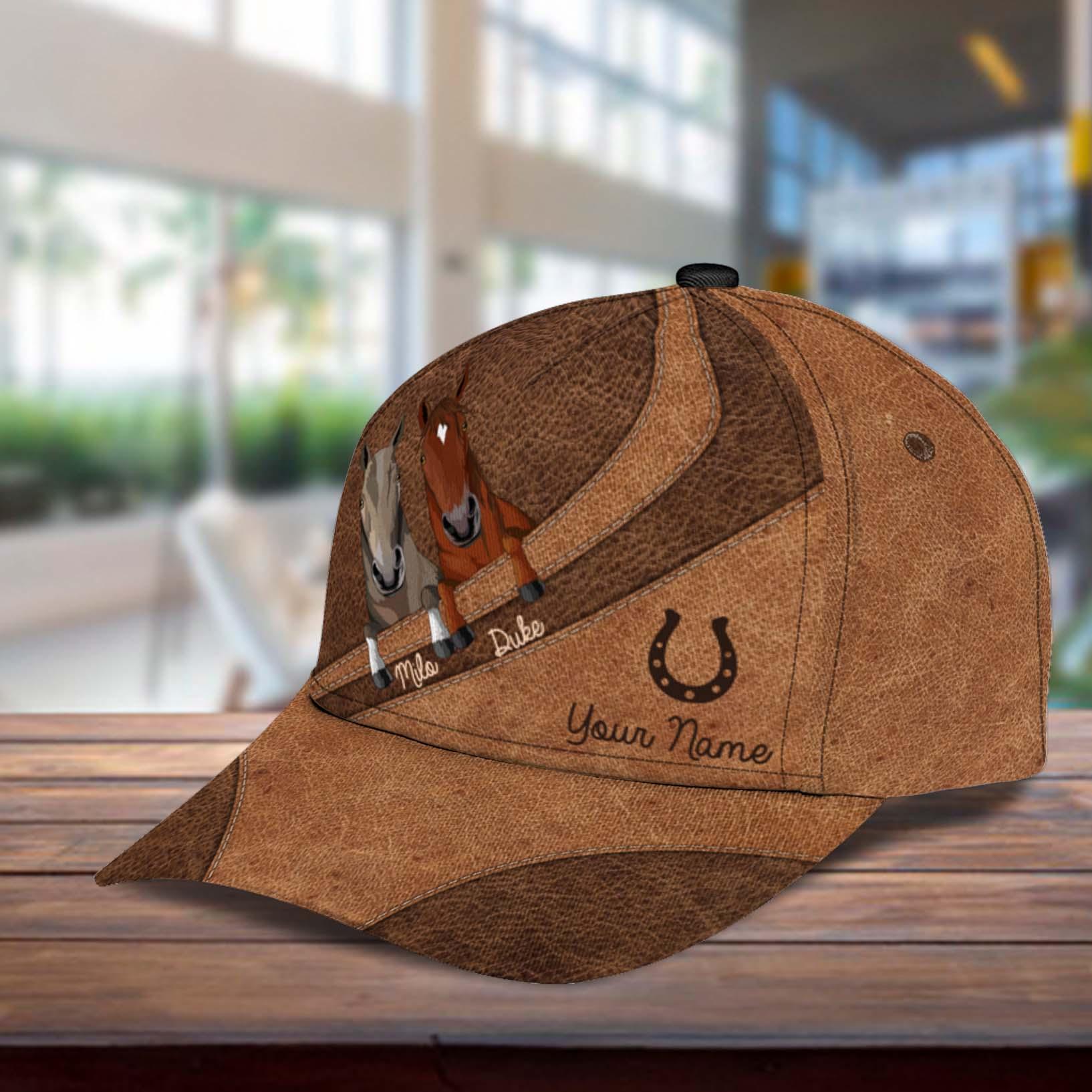 Horse Brown Curves Personalized Classic Cap, Personalized Gift for Horse Lovers Trucker Hats Custom Hats Gifts For Men & Women