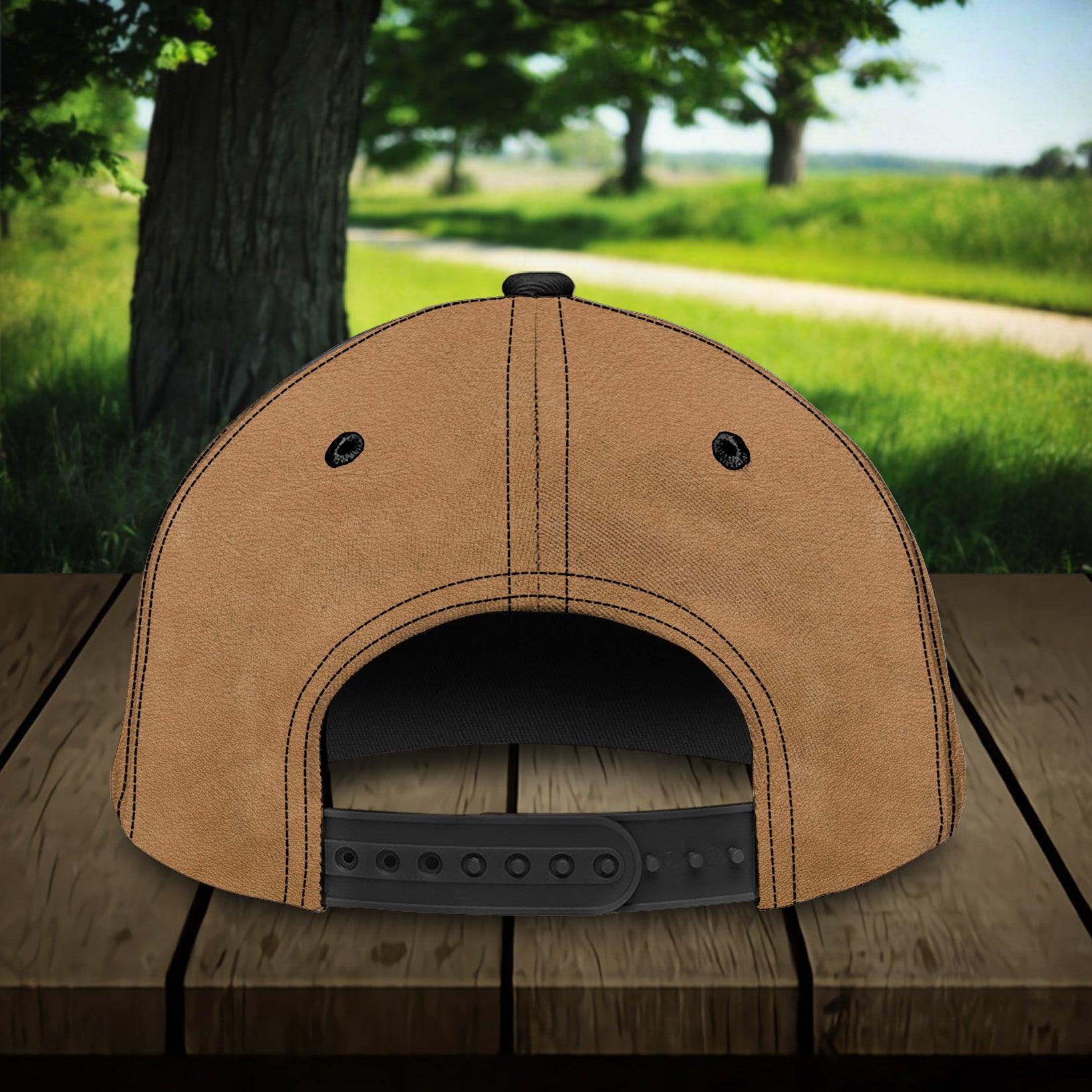 Horse Brown Leather Pattern With Horse Logo Personalized Classic Cap, Personalized Gift for Horse Lovers Trucker Hats Custom Hats Gifts For Men & Women