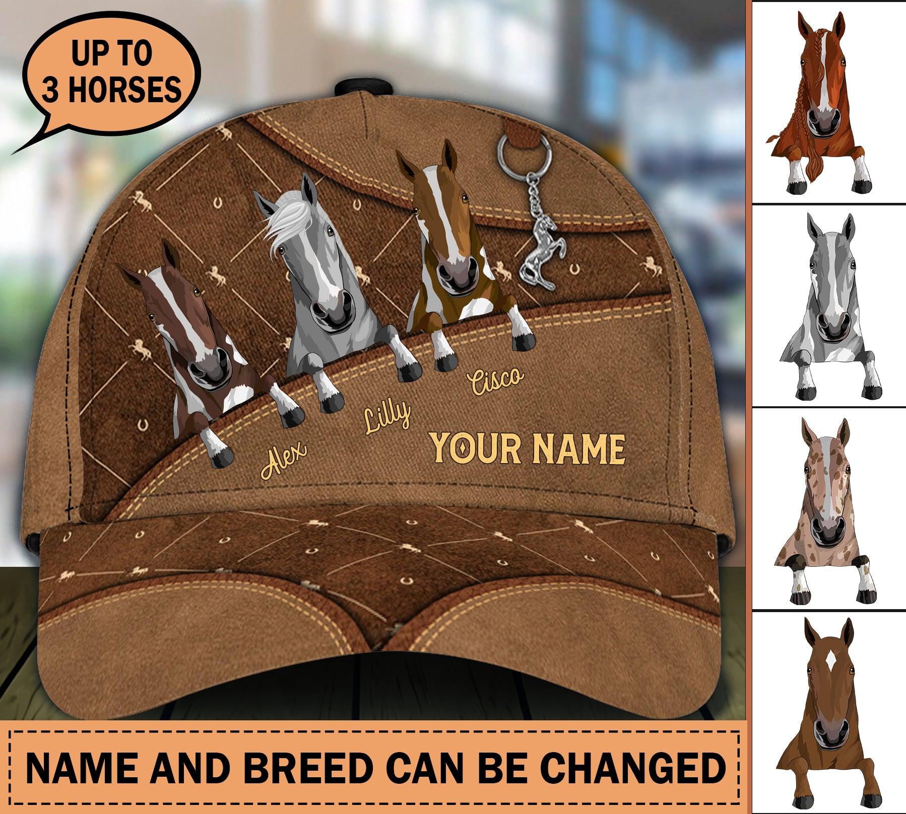 Horse Checkerboard Personalized Cap, Personalized Gift for Horse Lovers Trucker Hats Custom Hats Gifts For Men & Women