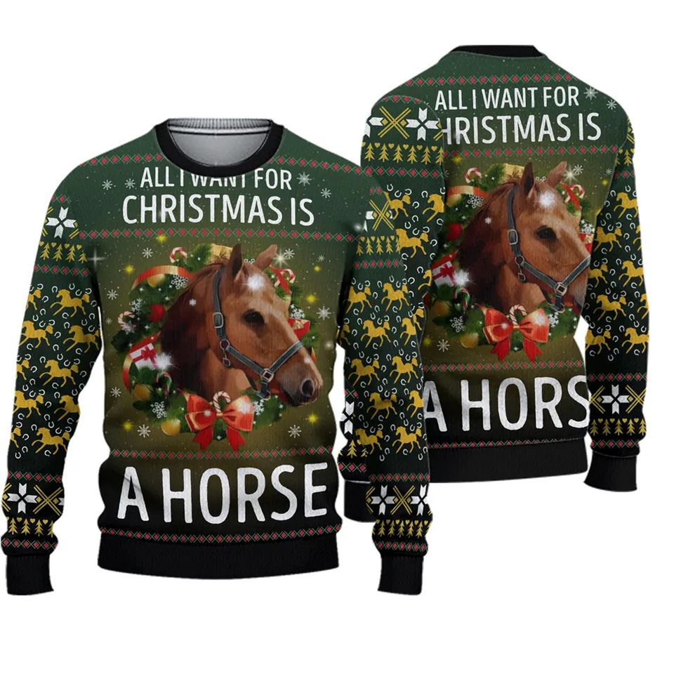 Horse Christmas Farm Sweater, Ugly Sweater