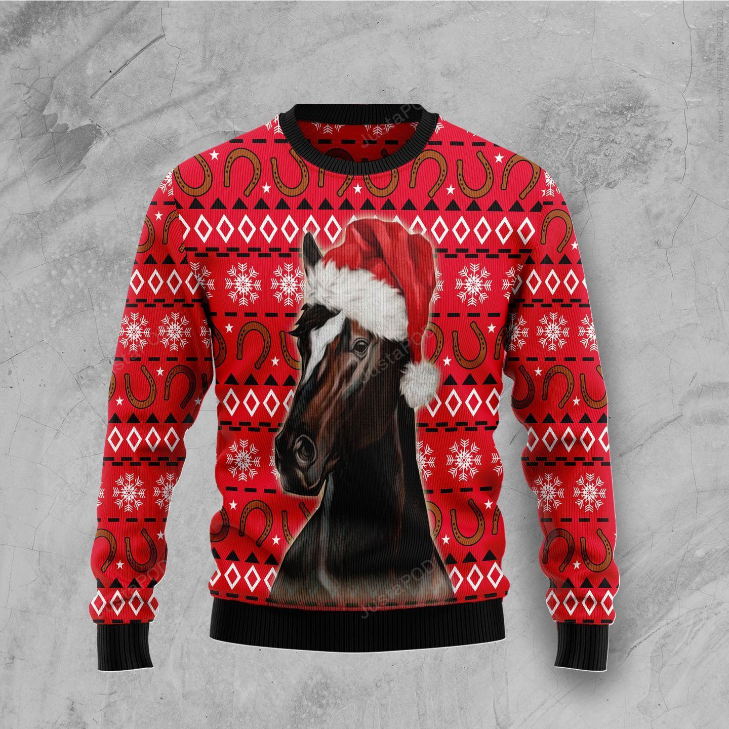 Horse Christmas Pattern For Unisex Ugly Christmas Sweater Adult 3D Funny Matching for family