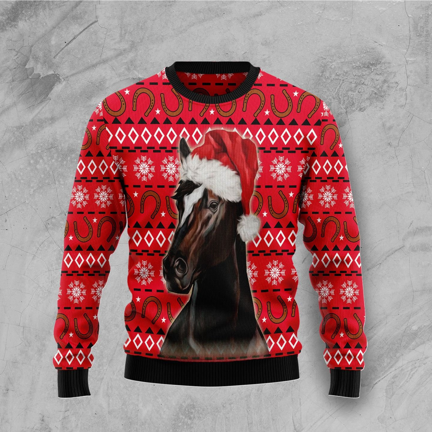 Horse Christmas Pattern Ugly Christmas Sweater Adult 3D Funny Matching for family