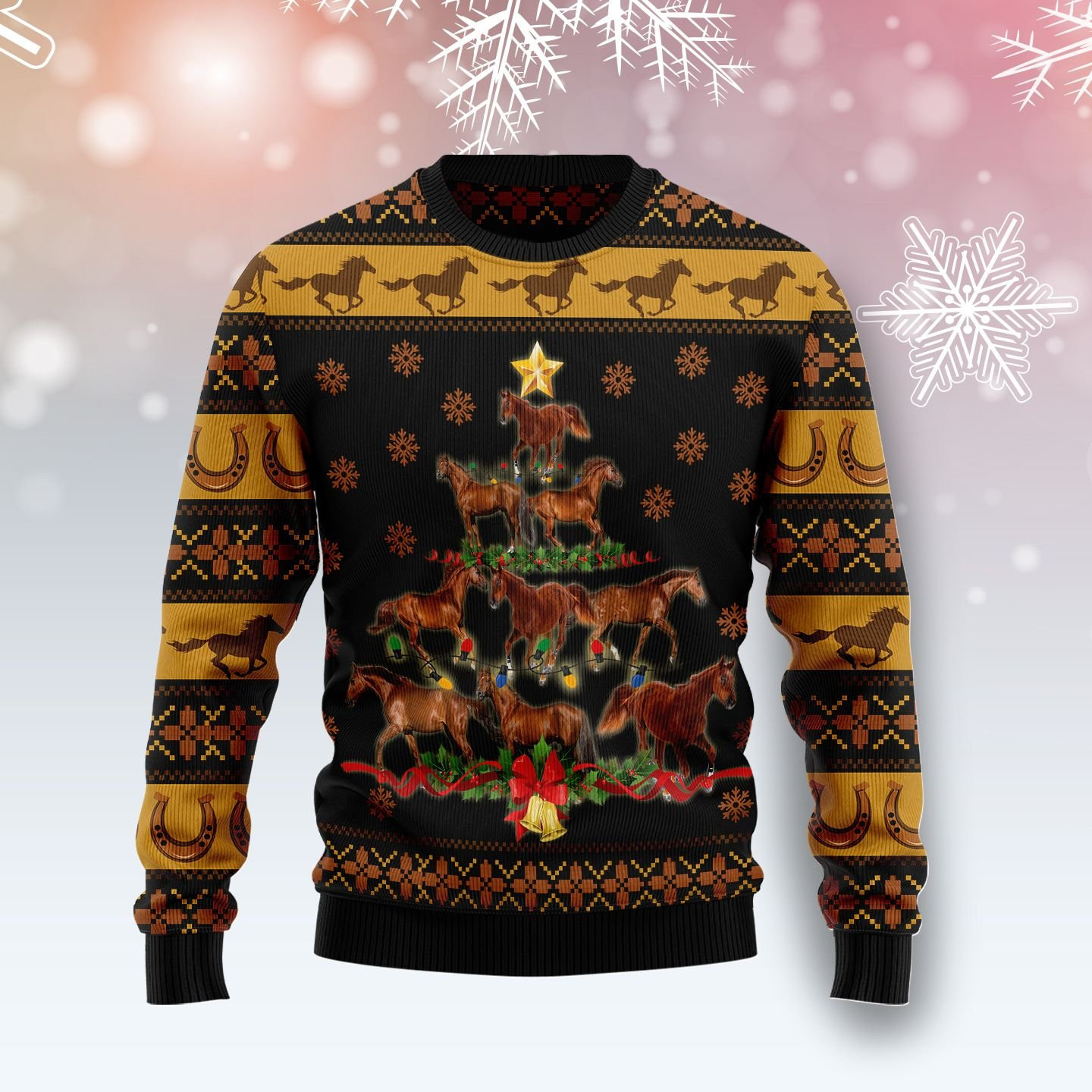 Horse Christmas Tree Ugly Christmas Sweater Adult 3D Funny Matching for family