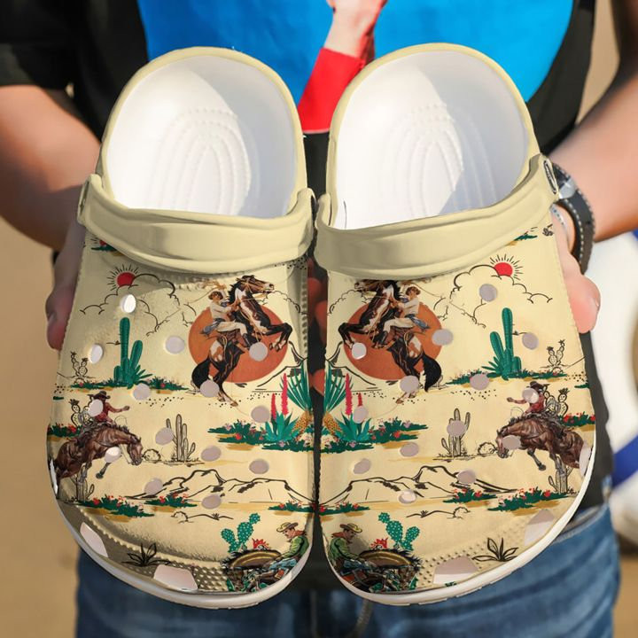 Horse Cowboy For Men And Women Gift For Fan Classic Water Rubber clog Shoes Comfy Footwear