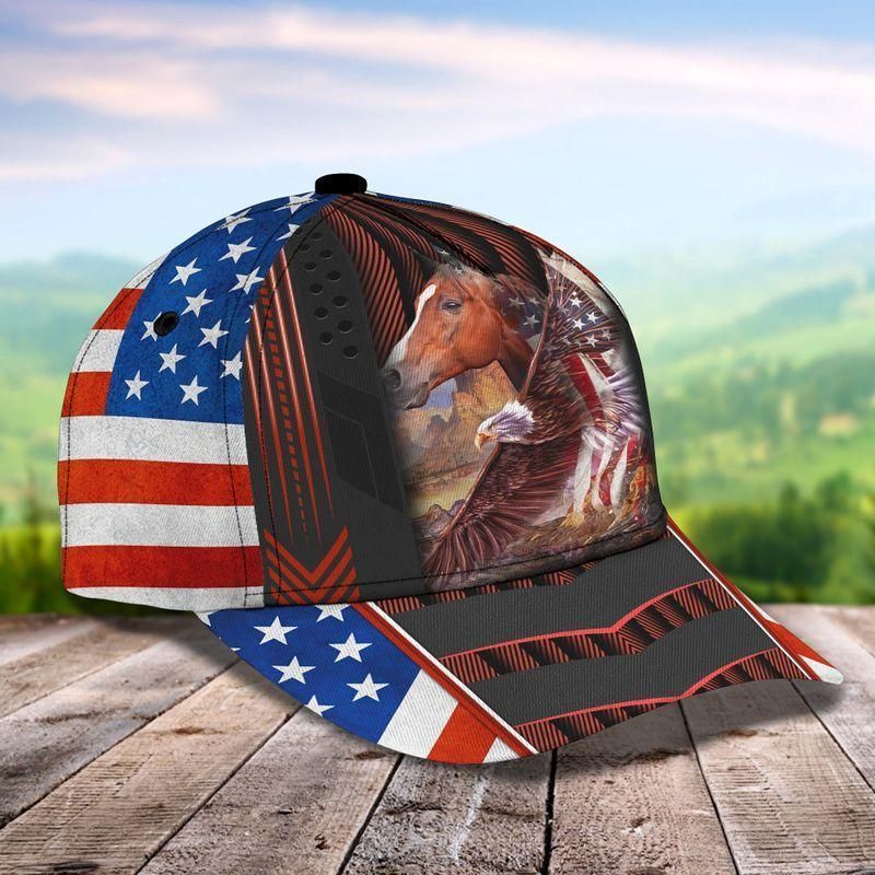Horse Eagle American Flag Classic Cap Baseball Cap Trucker Hats Custom Hats Gifts For Men & Women