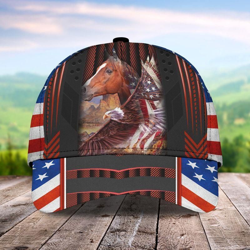 Horse Eagle American Flag Classic Cap Baseball Cap Trucker Hats Custom Hats Gifts For Men & Women