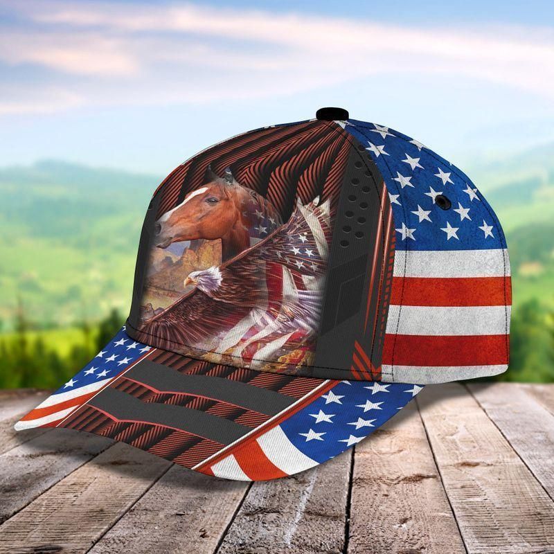 Horse Eagle American Flag Classic Cap Baseball Cap Trucker Hats Custom Hats Gifts For Men & Women