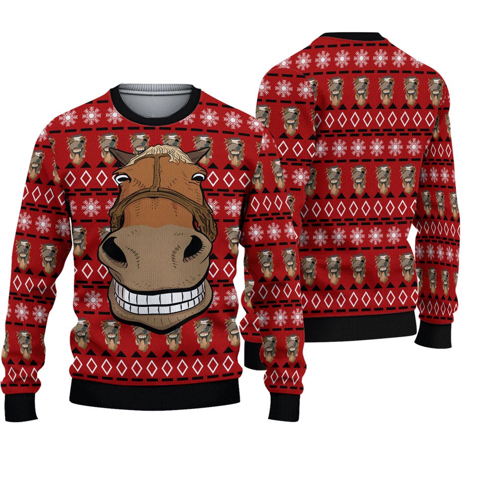 Horse Face Funny Christmas Ugly Sweater