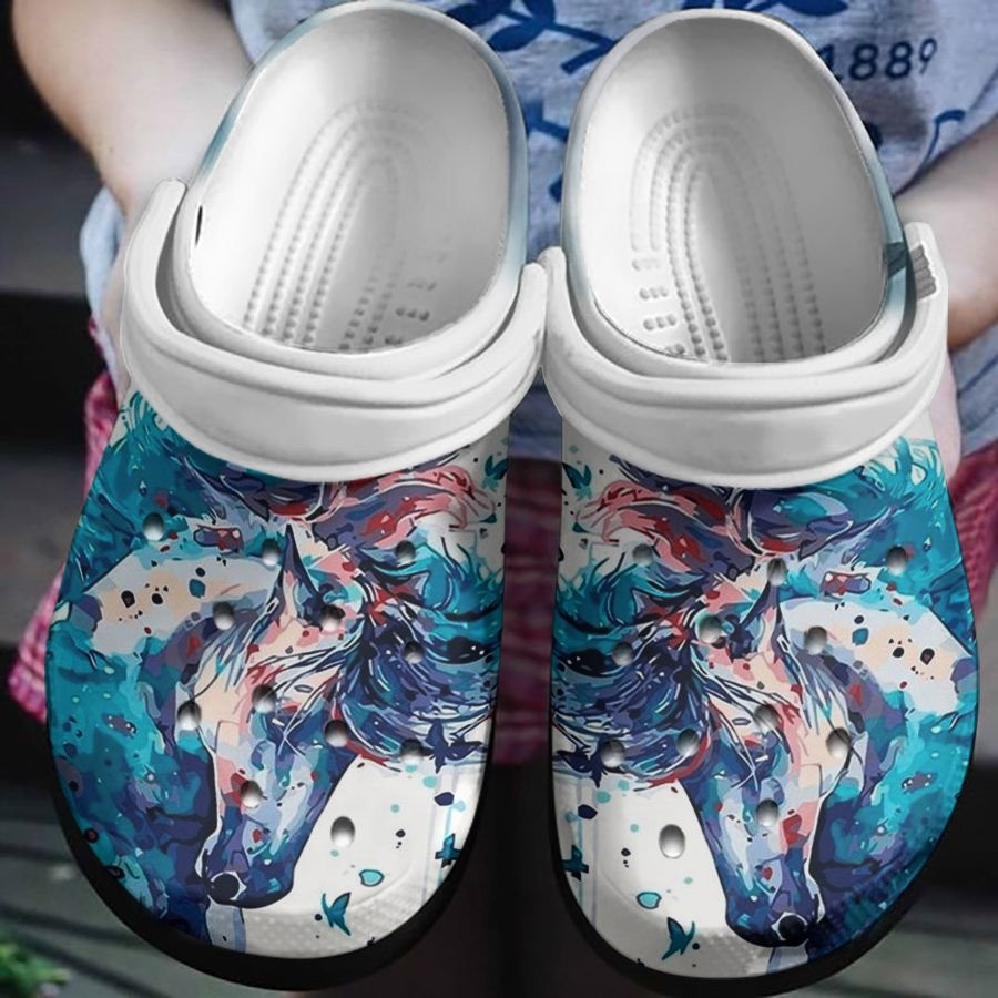 Horse Head Watercolor Shoes clogs Birthday Gift For Men Women