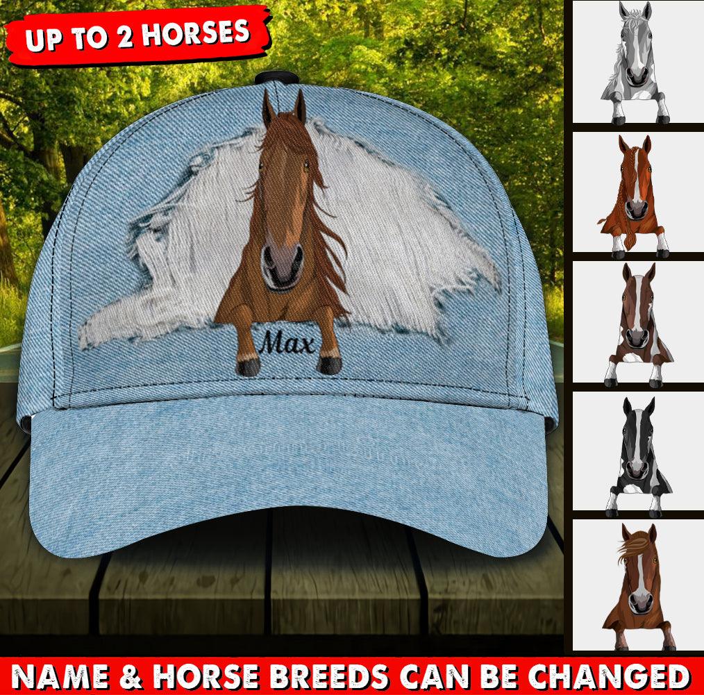 Horse Jean Personalized Classic Cap, Personalized Gift for Horse Lovers Trucker Hats Custom Hats Gifts For Men & Women