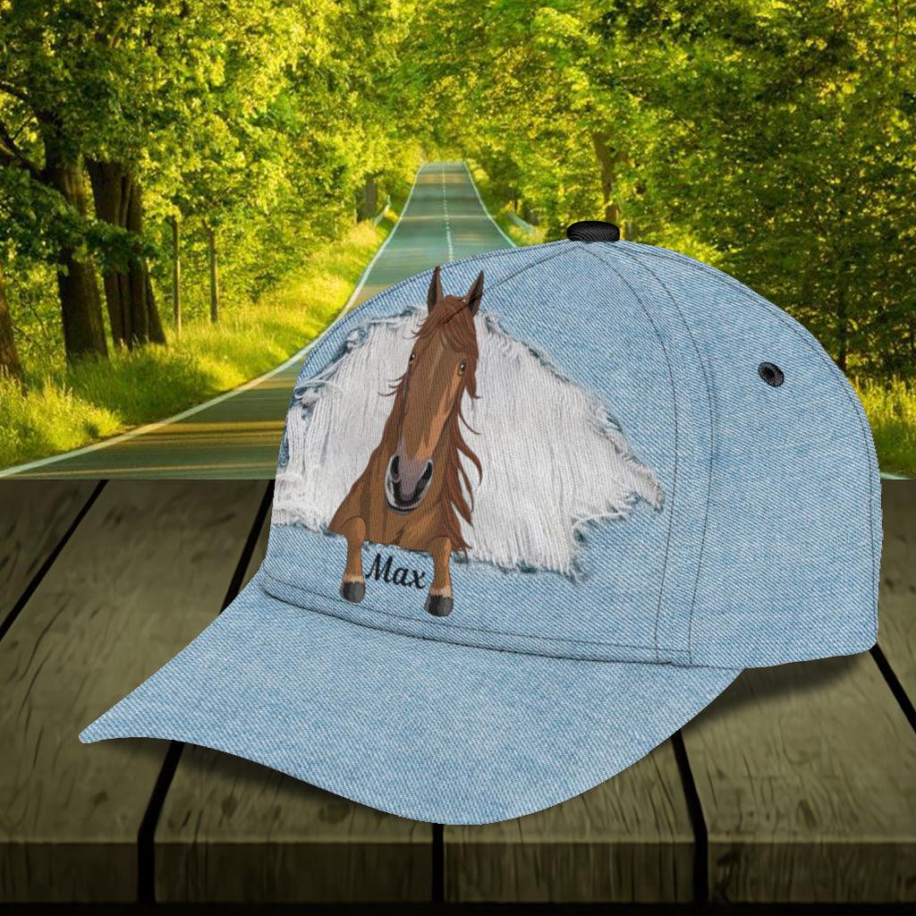 Horse Jean Personalized Classic Cap, Personalized Gift for Horse Lovers Trucker Hats Custom Hats Gifts For Men & Women