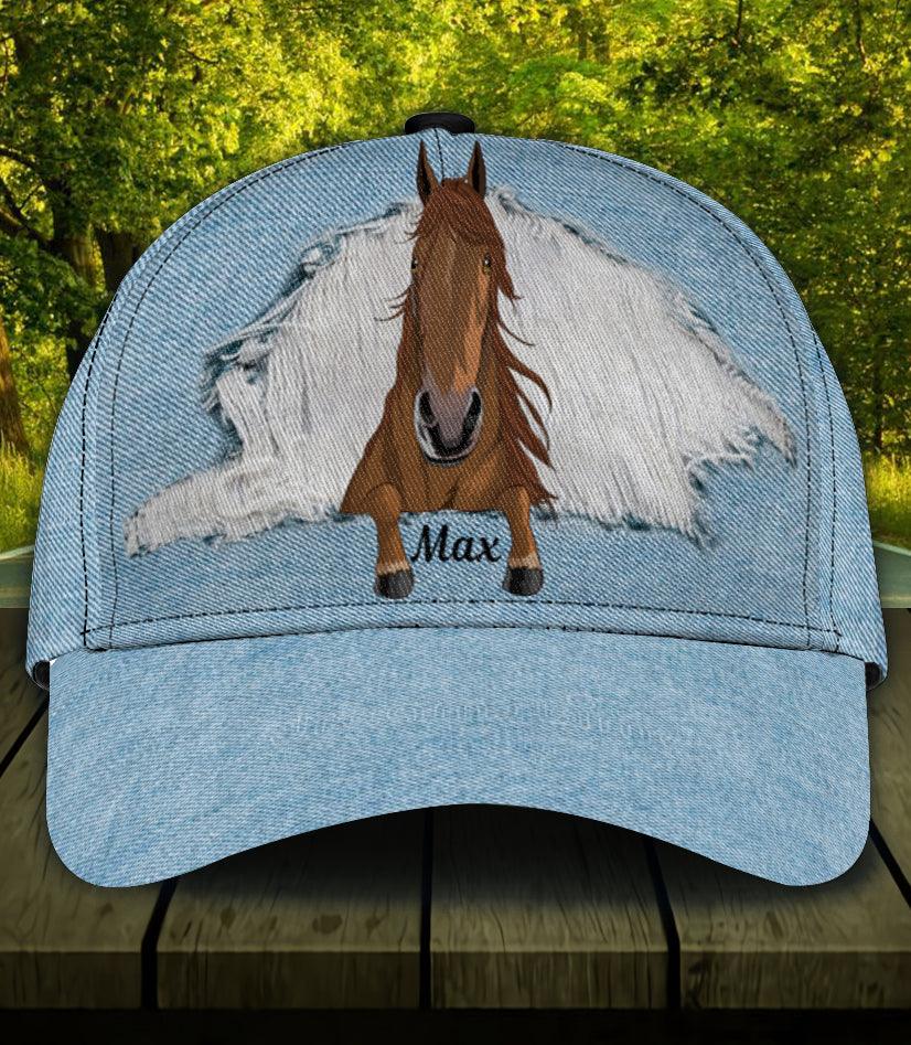 Horse Jean Personalized Classic Cap, Personalized Gift for Horse Lovers Trucker Hats Custom Hats Gifts For Men & Women