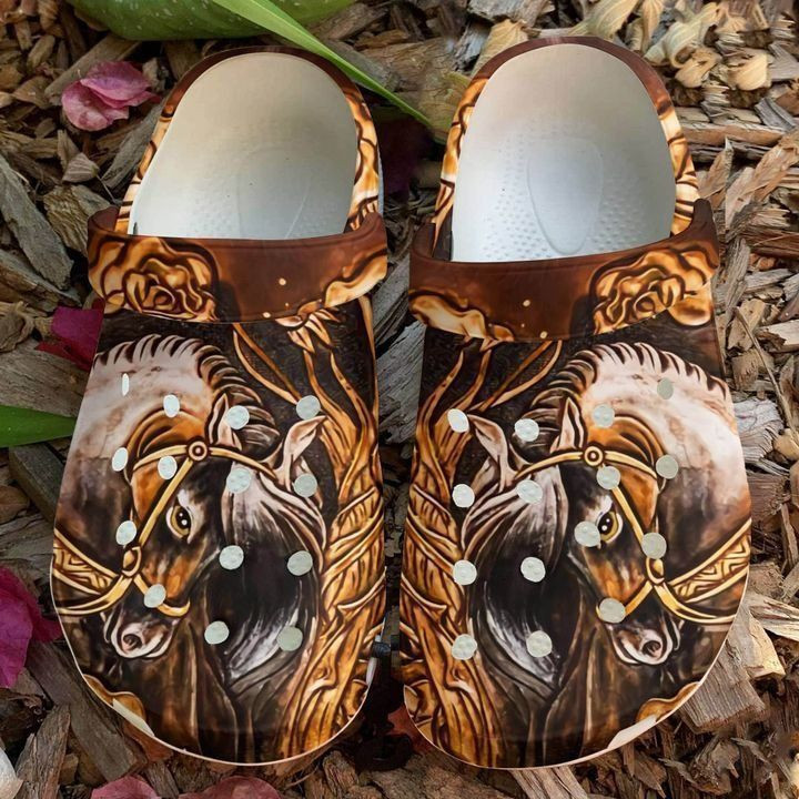 Horse Leather Rose Classic Clogs Shoes