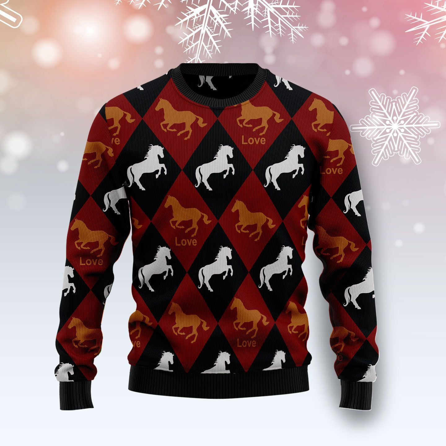 Horse Love Ugly Christmas Sweater Adult 3D Funny Matching for family