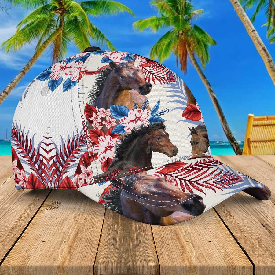 Horse Lovers Hawaiian Hats, Horse Aloha Hawaiian 3D Baseball Cap for Women & Men Trucker Hats Custom Hats Gifts For Men & Women