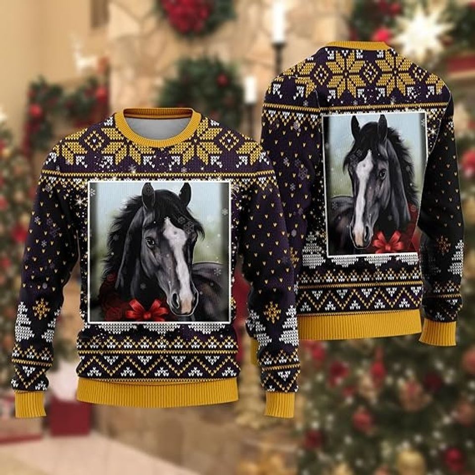 Horse Lovers Ugly Christmas Sweaters - Xmas Horse