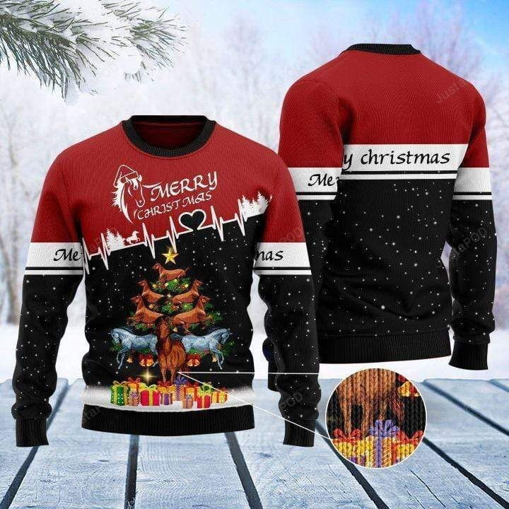 Horse Merry Christmas Ugly Christmas Sweater Adult 3D Funny Matching for family