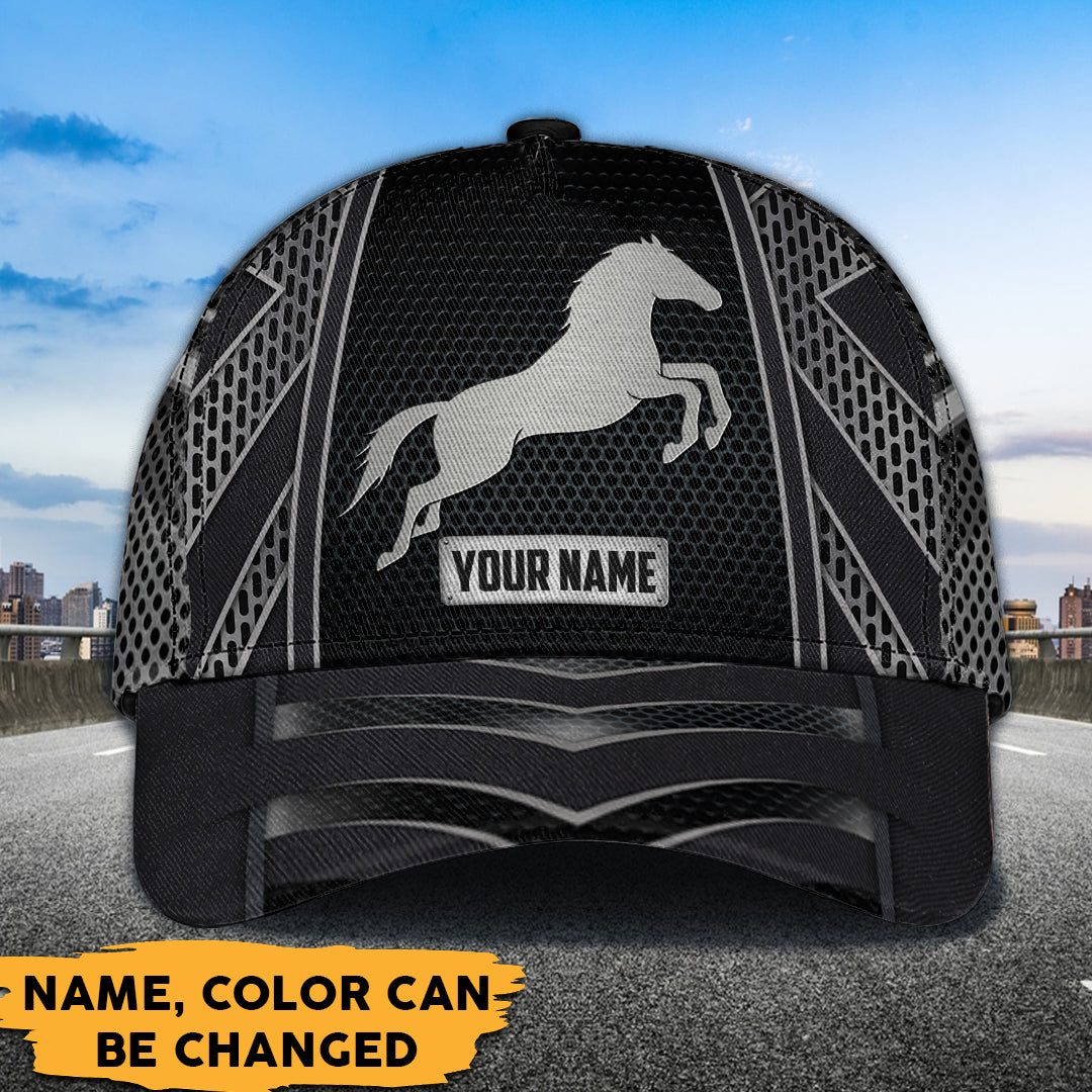 Horse Metal Pattern Personalized Classic Cap, Personalized Gift for Horse Lovers Trucker Hats Custom Hats Gifts For Men & Women