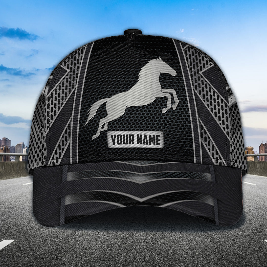 Horse Metal Pattern Personalized Classic Cap, Personalized Gift for Horse Lovers Trucker Hats Custom Hats Gifts For Men & Women