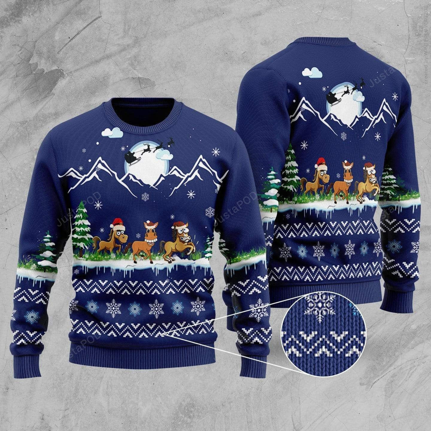 Horse On Christmas Ugly Christmas Sweater Adult 3D Funny Matching for family