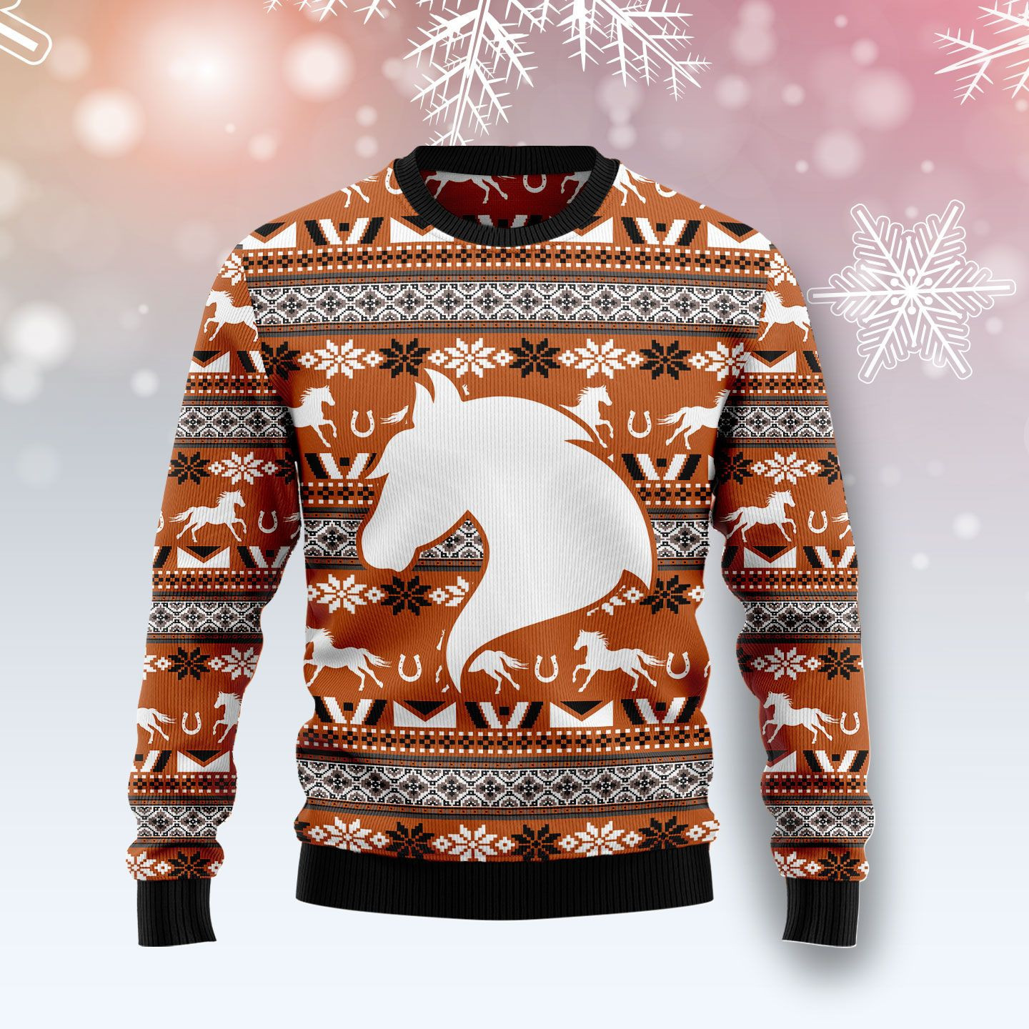 Horse Pattern Ugly Christmas Sweater Adult 3D Funny Matching for family