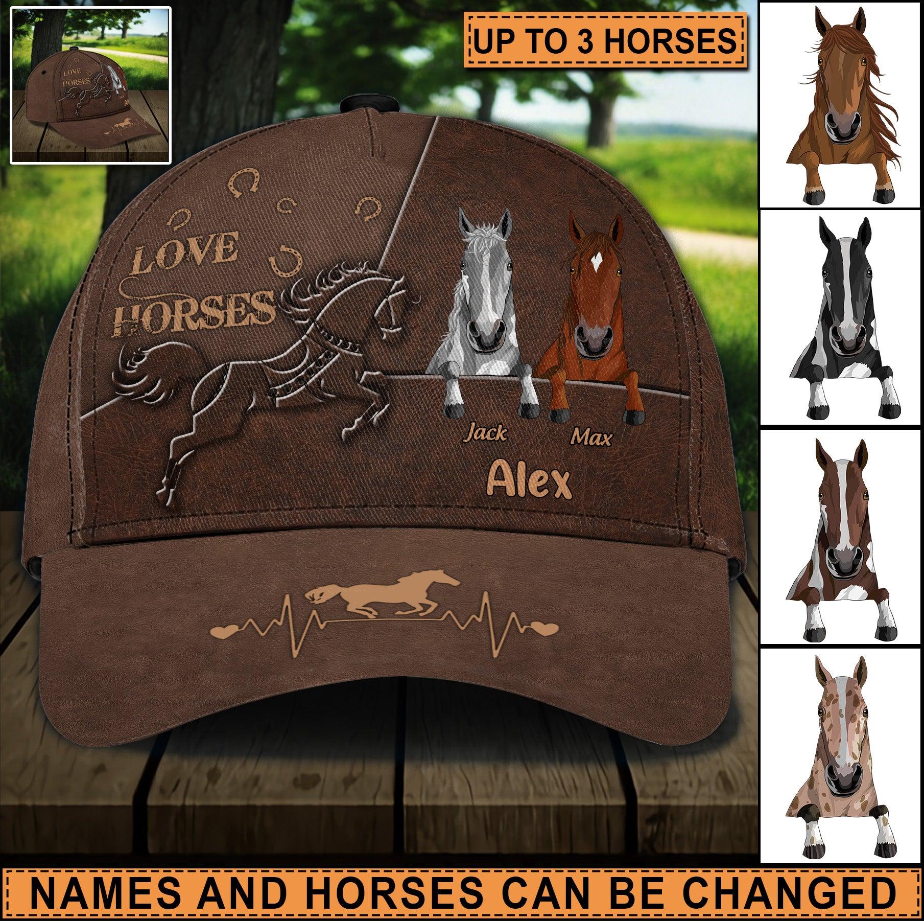 Horse Personalized Classic Cap, Personalized Gift for Horse Lovers Trucker Hats Custom Hats Gifts For Men & Women