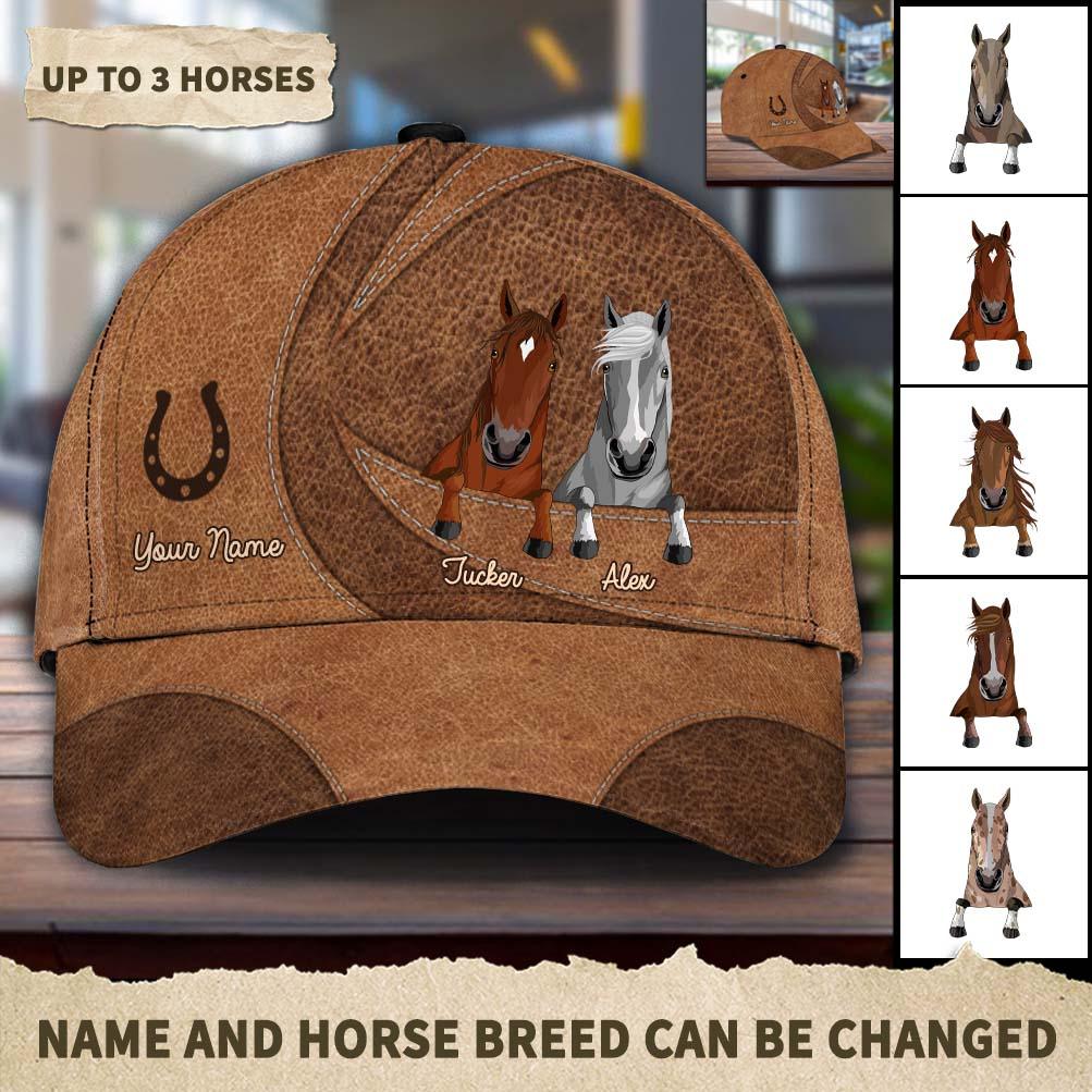 Horse Personalized Classic Cap, Personalized Gift for Horse Lovers Trucker Hats Custom Hats Gifts For Men & Women