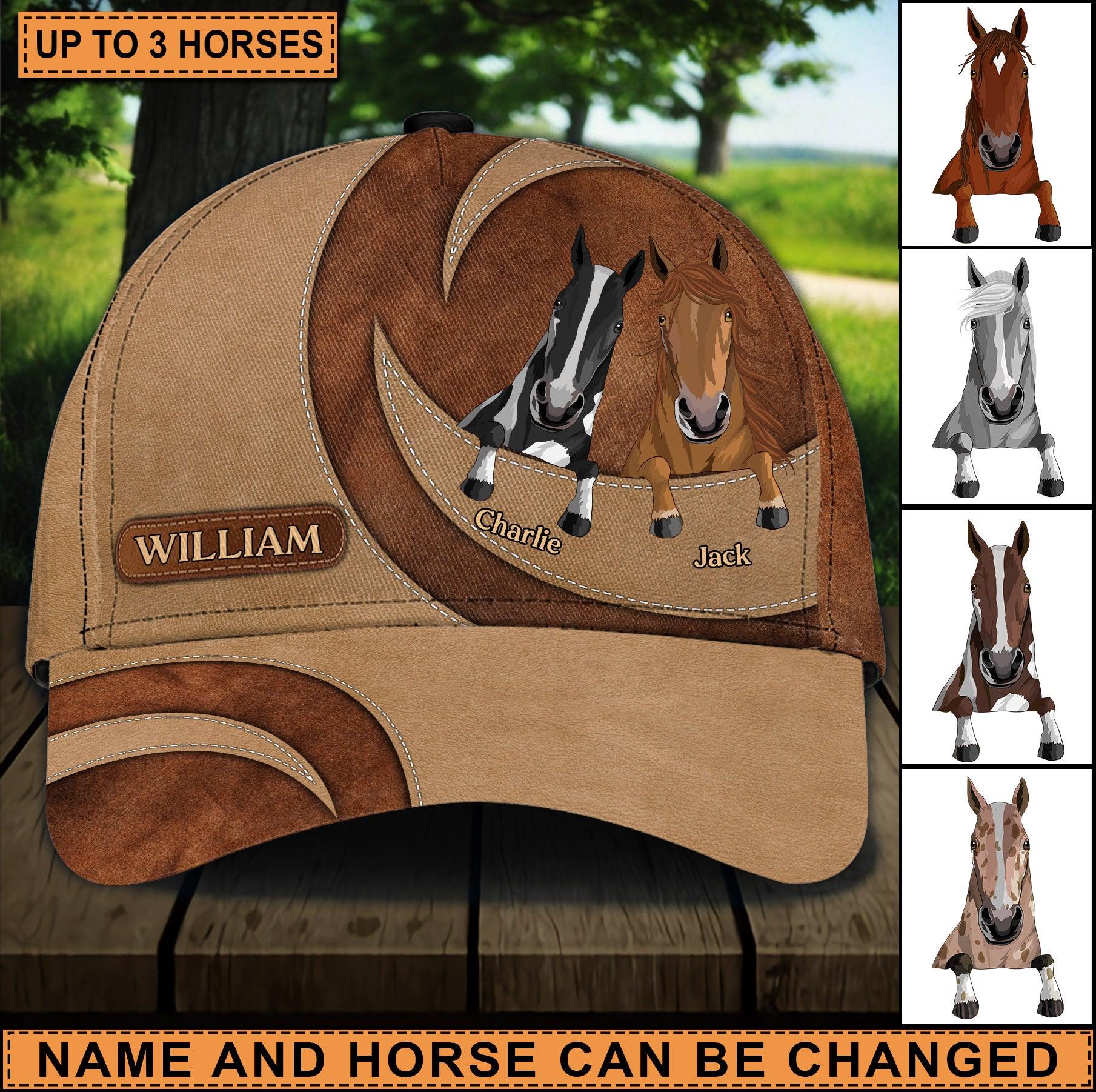 Horse Personalized Classic Cap , Personalized Gift for Horse Lovers Trucker Hats Custom Hats Gifts For Men & Women