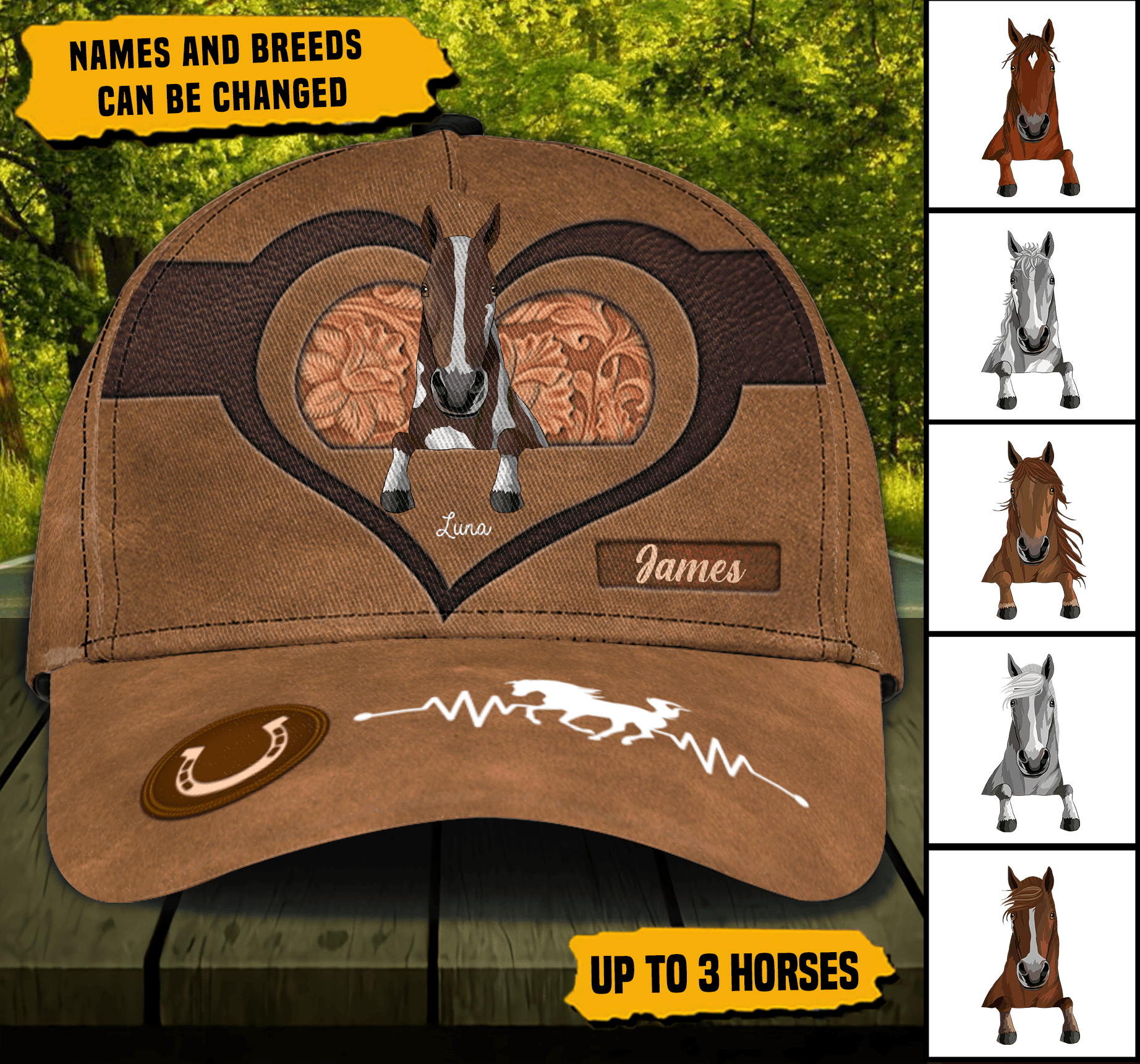 Horse Personalized Classic Cap, Personalized Gift for Horse Lovers Trucker Hats Custom Hats Gifts For Men & Women