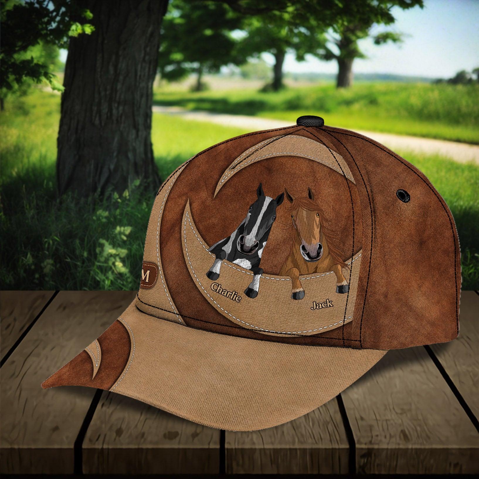 Horse Personalized Classic Cap , Personalized Gift for Horse Lovers Trucker Hats Custom Hats Gifts For Men & Women