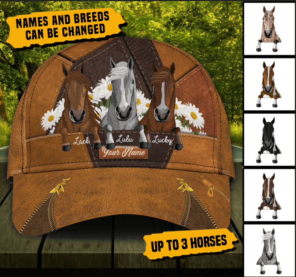 Horse Personalized Classic Cap, Personalized Gift for Horse Lovers Trucker Hats Custom Hats Gifts For Men & Women