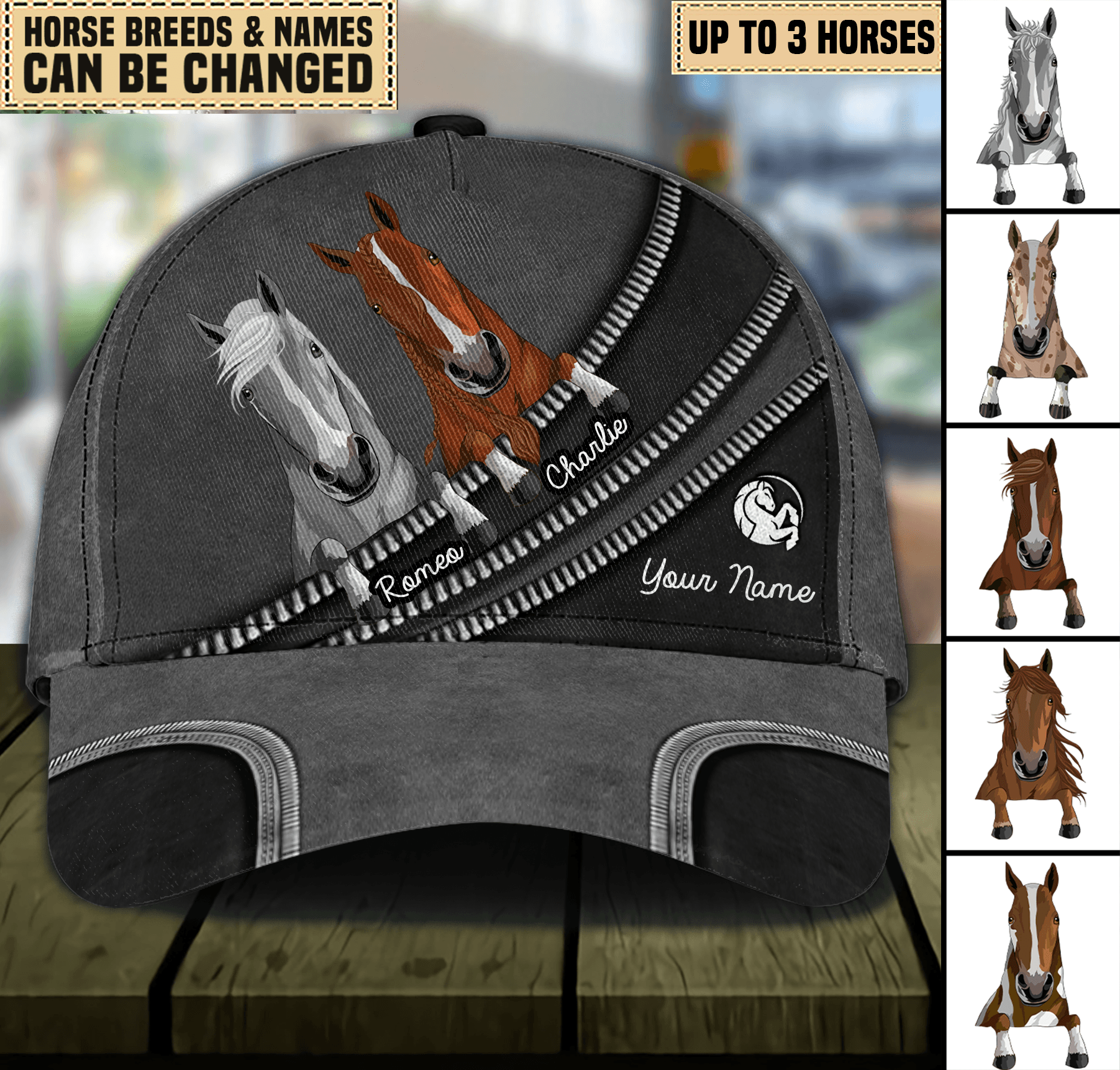 Horse Personalized Classic Cap, Personalized Gift for Horse Lovers Trucker Hats Custom Hats Gifts For Men & Women