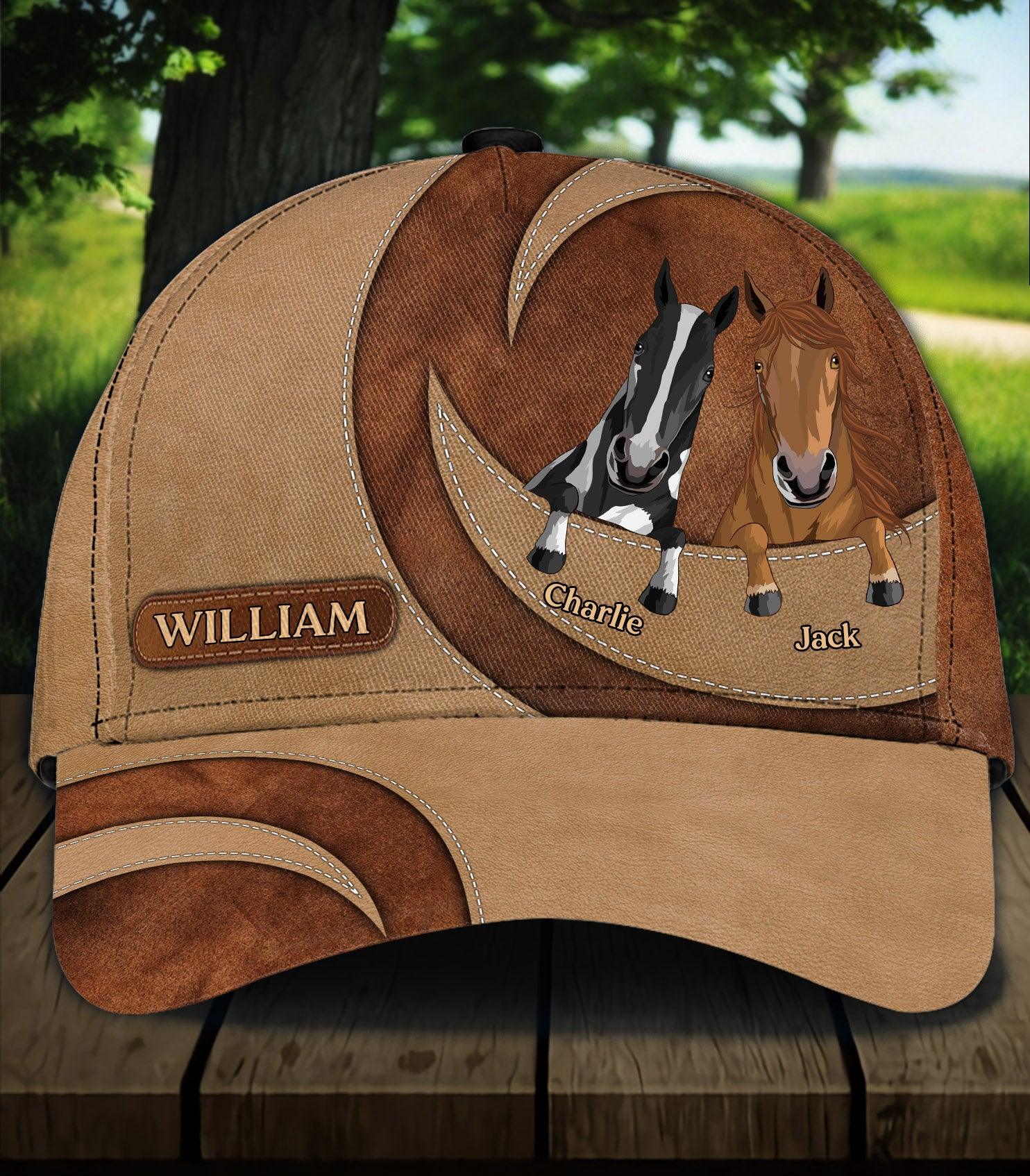 Horse Personalized Classic Cap , Personalized Gift for Horse Lovers Trucker Hats Custom Hats Gifts For Men & Women