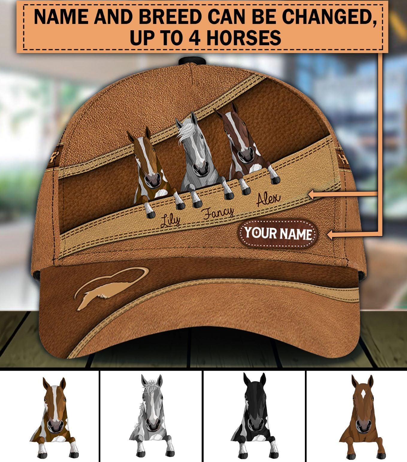 Horse Personalized Classic Cap, Personalized Gift for Horse Lovers Trucker Hats Custom Hats Gifts For Men & Women