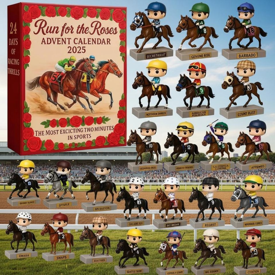 Horse Racing Advent Calendar 2025, 24-Day Christmas Countdown Box with Mini Racehorse Figures