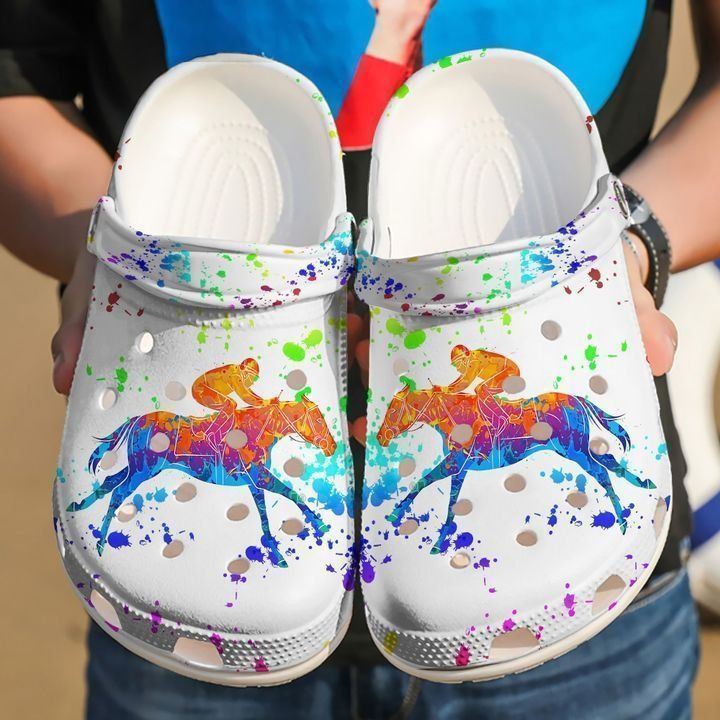 Horse Racing Kicking Up The Mud Classic Clogs Shoes