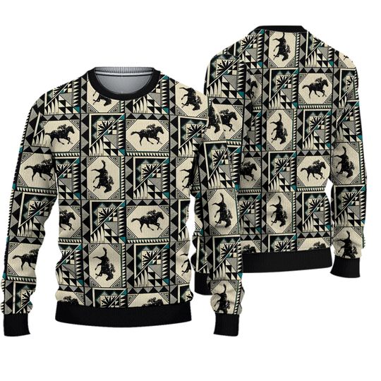 Horse Racing Native Ugly Christmas Sweater - Image 2