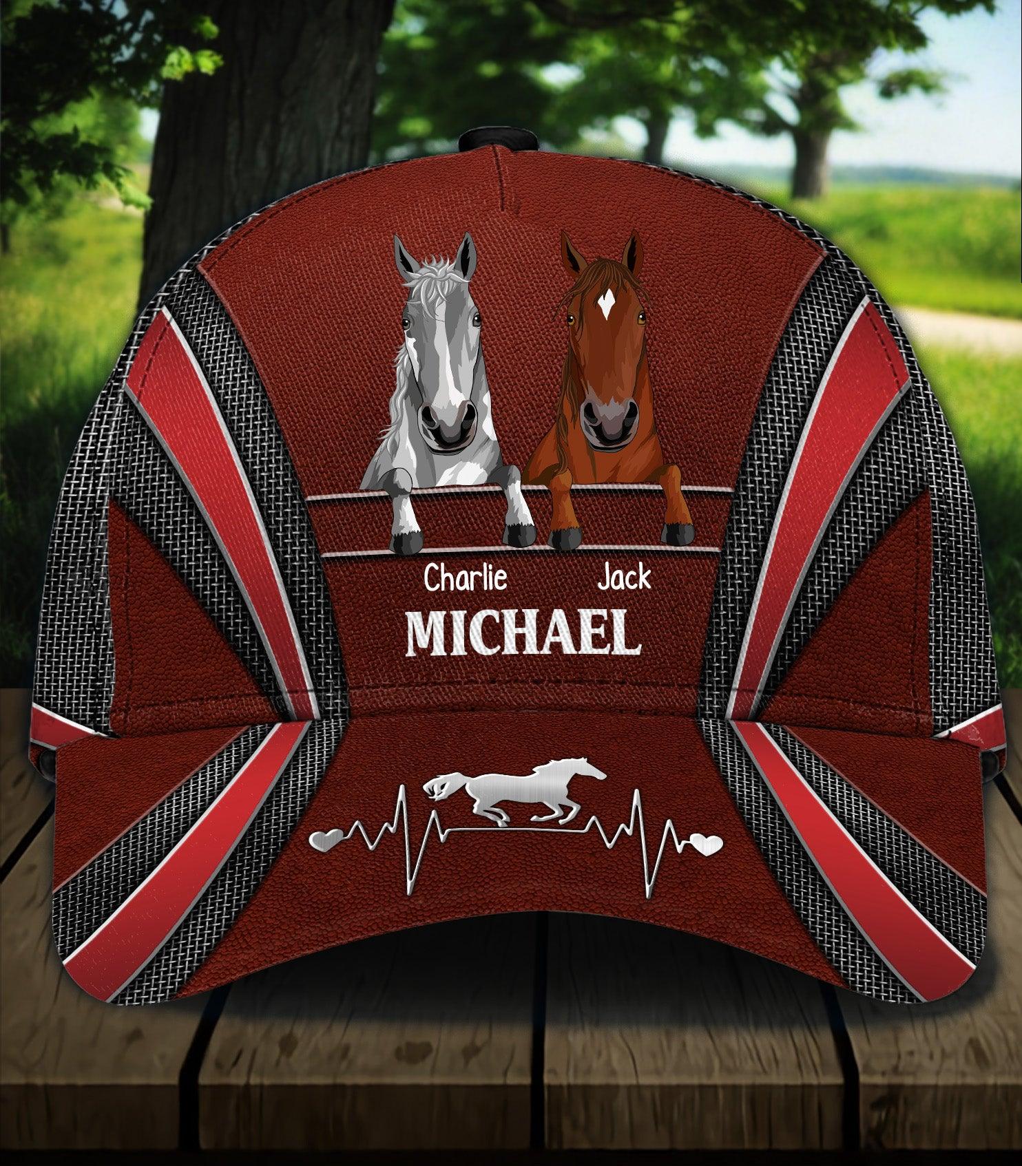 Horse Red Personalized Cap, Personalized Gift for Horse Lovers Trucker Hats Custom Hats Gifts For Men & Women