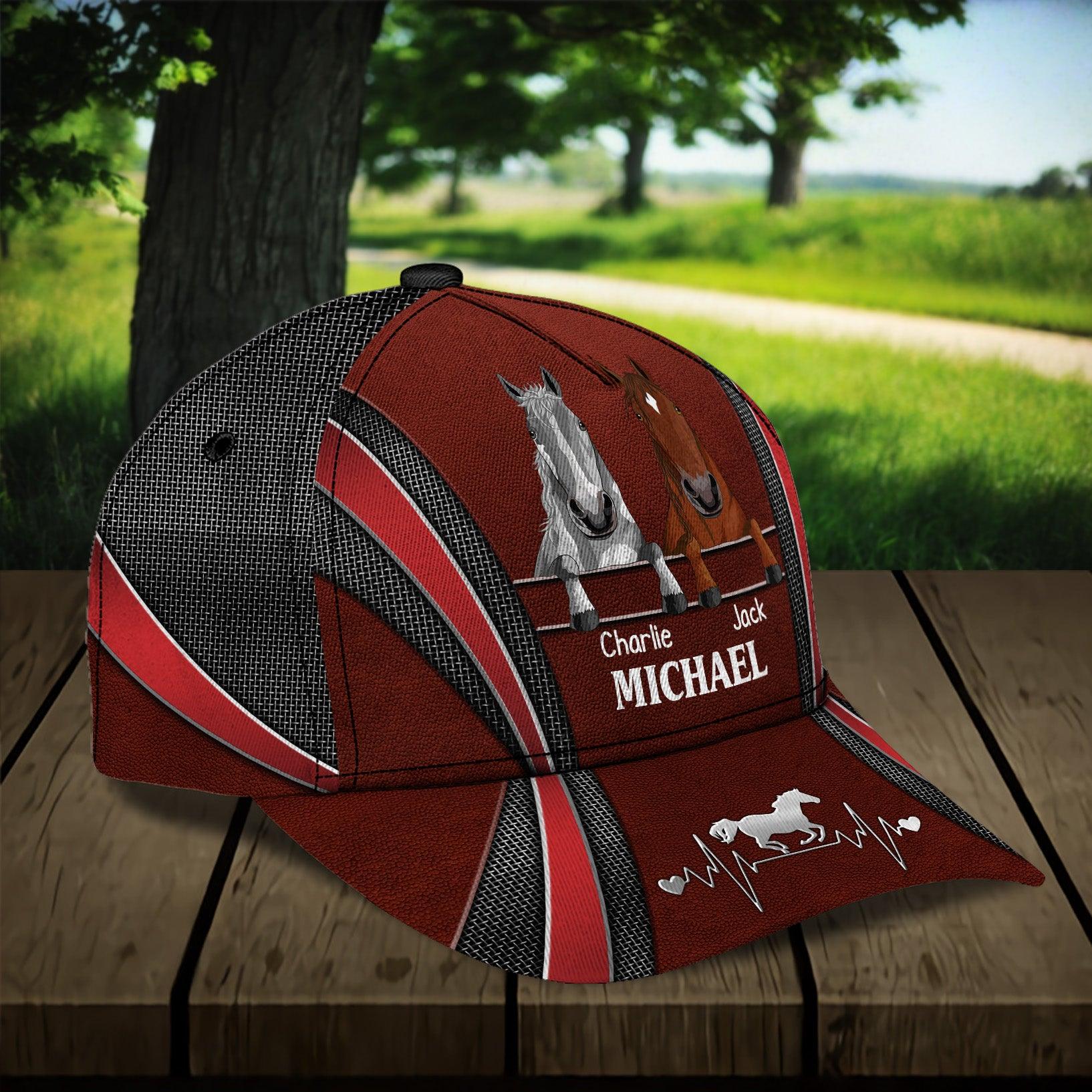 Horse Red Personalized Cap, Personalized Gift for Horse Lovers Trucker Hats Custom Hats Gifts For Men & Women