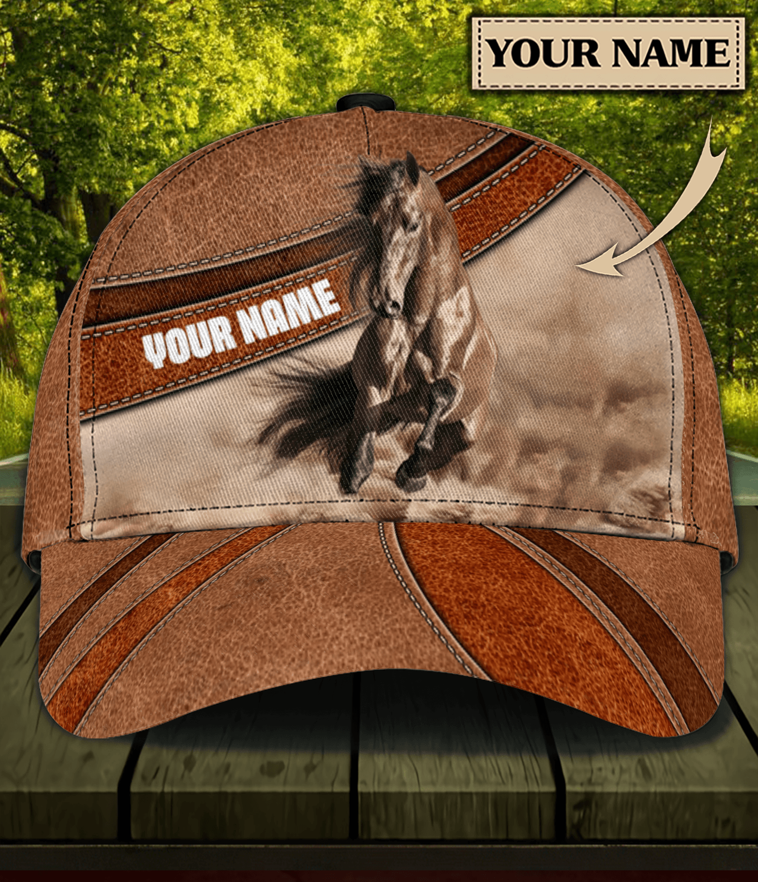 Horse Running Brown Personalized Classic Cap, Personalized Gift for Horse Lovers Trucker Hats Custom Hats Gifts For Men & Women