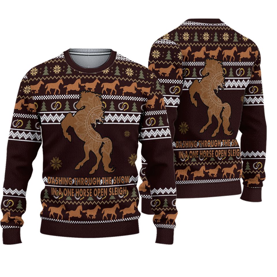 Horse Through Snow Ugly Christmas Sweater