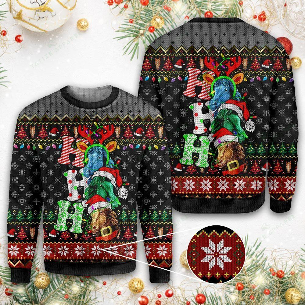 Horse Ugly Christmas Sweater Adult 3D Funny Matching for family