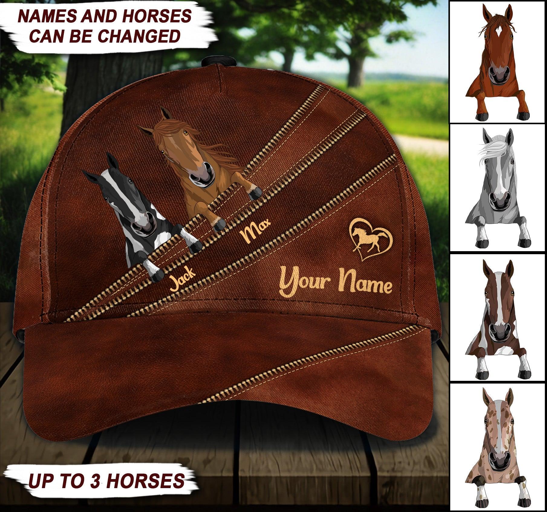 Horse Zipper Personalized Cap, Personalized Gift for Horse Lovers Trucker Hats Custom Hats Gifts For Men & Women