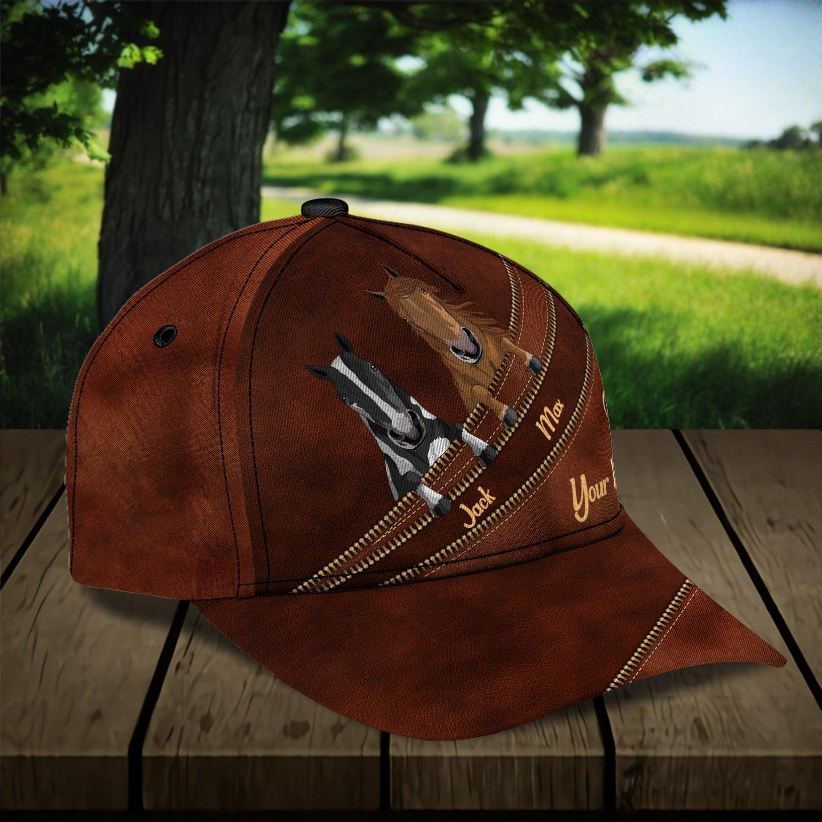 Horse Zipper Personalized Cap, Personalized Gift for Horse Lovers Trucker Hats Custom Hats Gifts For Men & Women