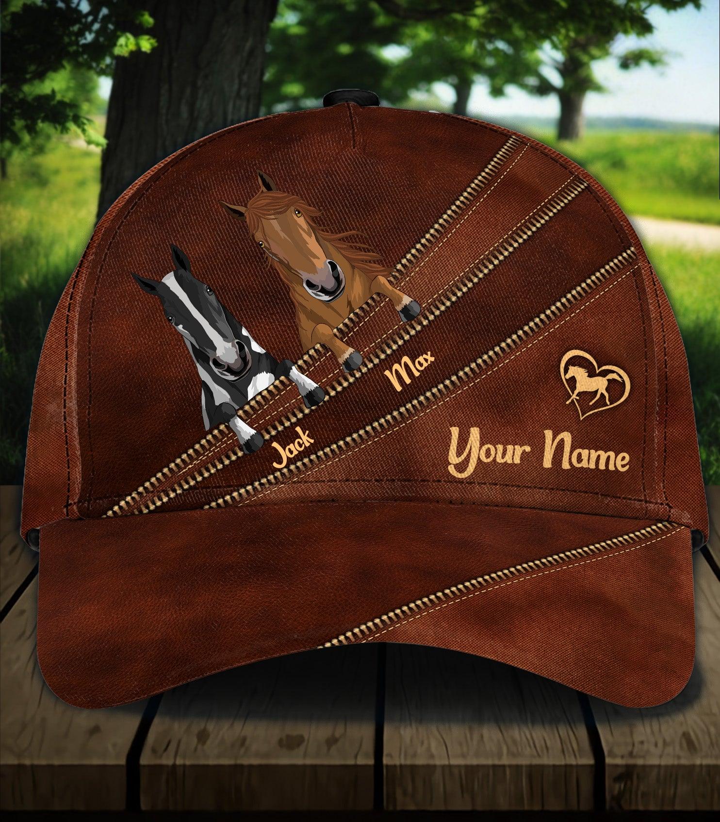 Horse Zipper Personalized Cap, Personalized Gift for Horse Lovers Trucker Hats Custom Hats Gifts For Men & Women