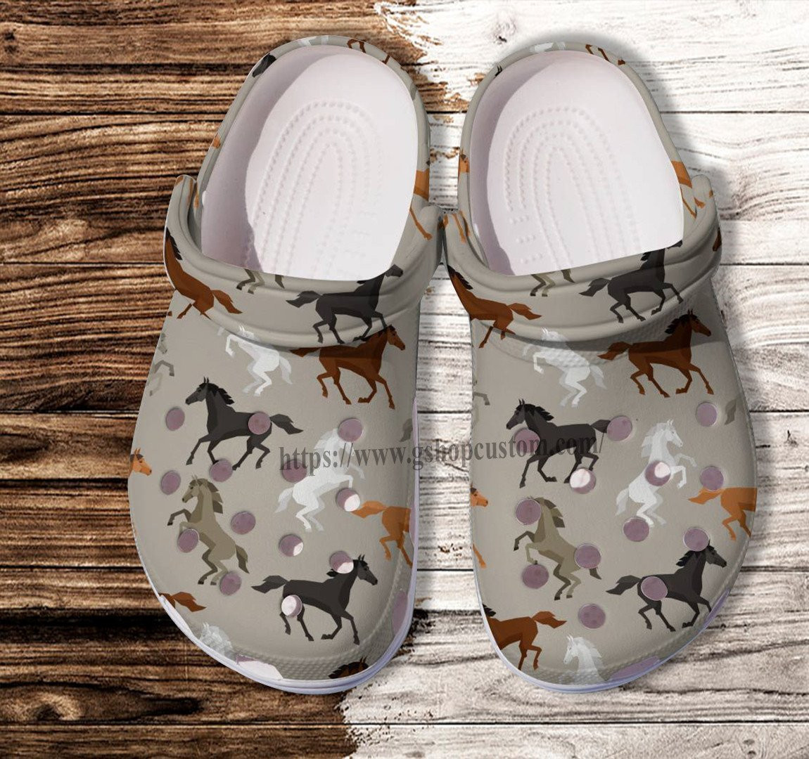 Horses Camo Pattern Croc Shoes Gift Men Women- Horses Camouflage Funny Shoes Croc Clogs